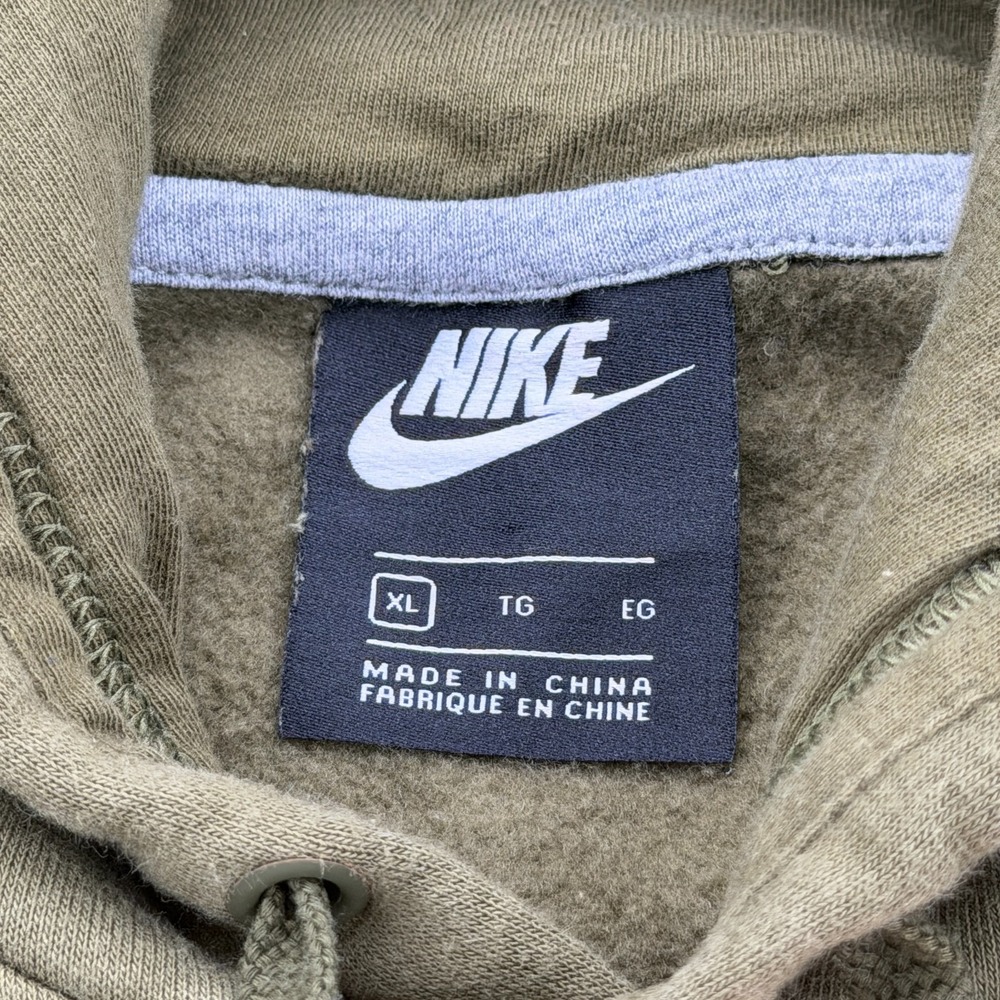 Nike Hoodie Mens Extra Large XL Olive Green Box Logo Center Swoosh Sweatshirt - Picture 5 of 14